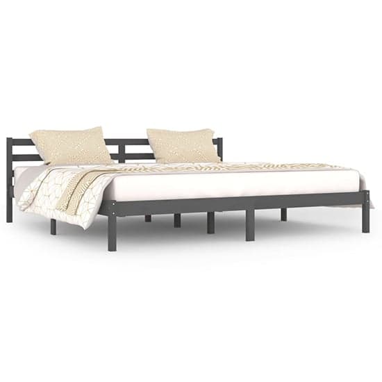 Nastia Solid Pinewood Super King Size Bed In Grey_2