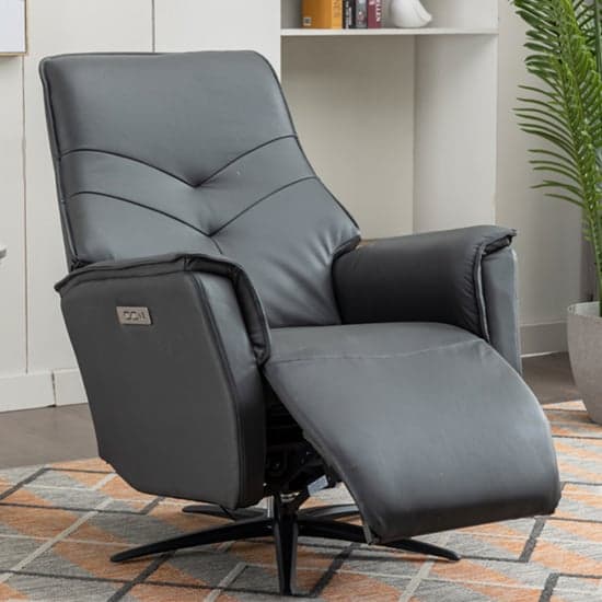 Nathon Leather Swivel Electric Recliner Armchair In Anthracite_2