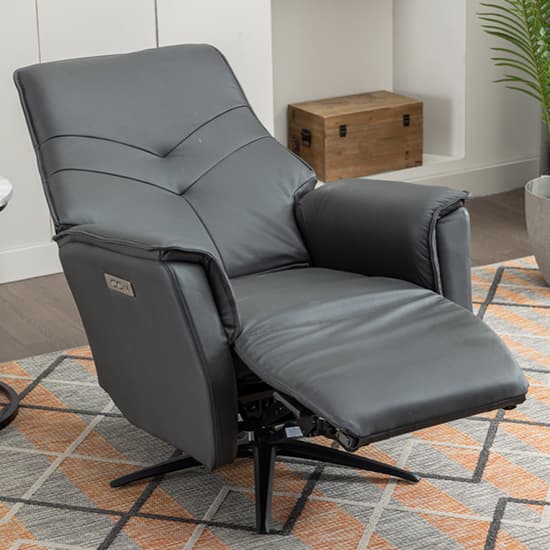 Nathon Leather Swivel Electric Recliner Armchair In Anthracite_3