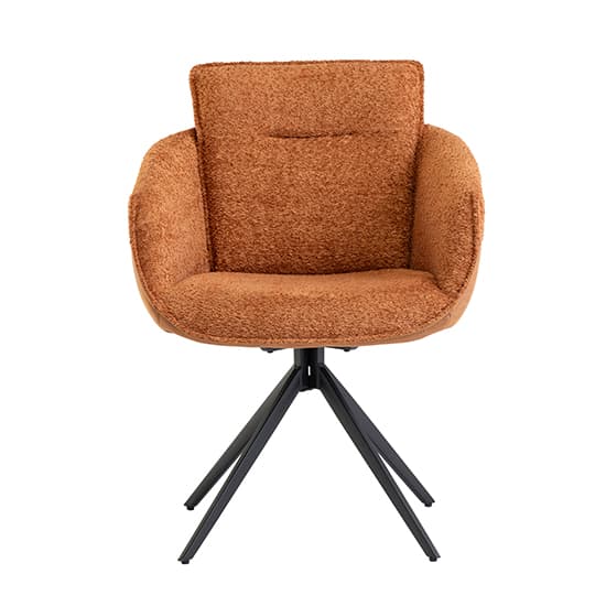Natick Boucle Fabric Dining Armchair In Rust With Black Legs_2