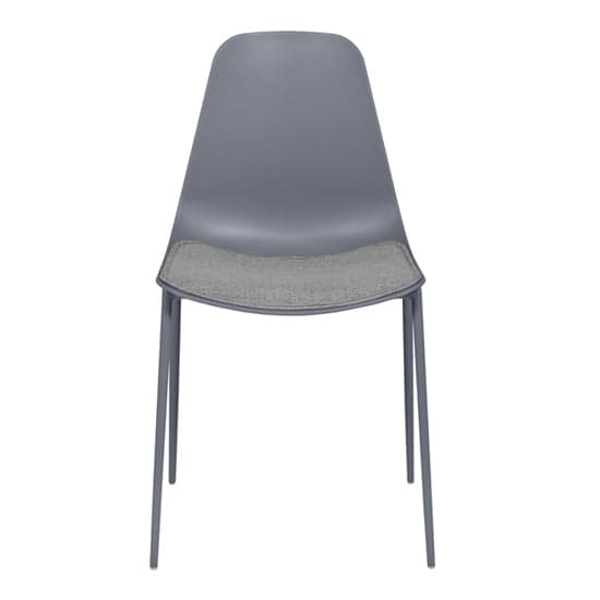 Naxos Grey Metal Dining Chairs With Fabric Seat In Pair_3