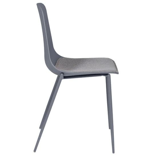 Naxos Grey Metal Dining Chairs With Fabric Seat In Pair_4