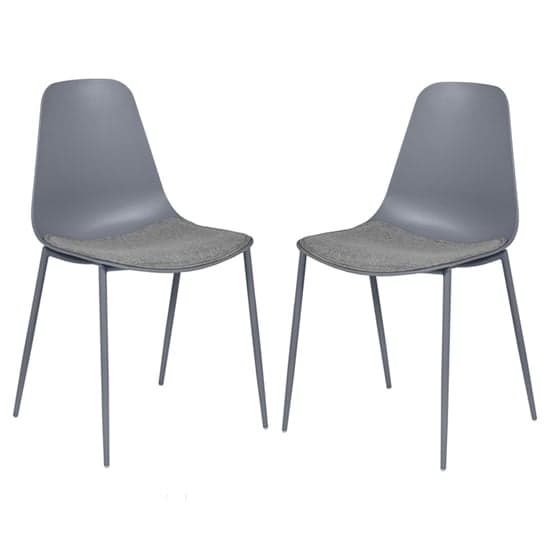 Naxos Grey Metal Dining Chairs With Fabric Seat In Pair_1