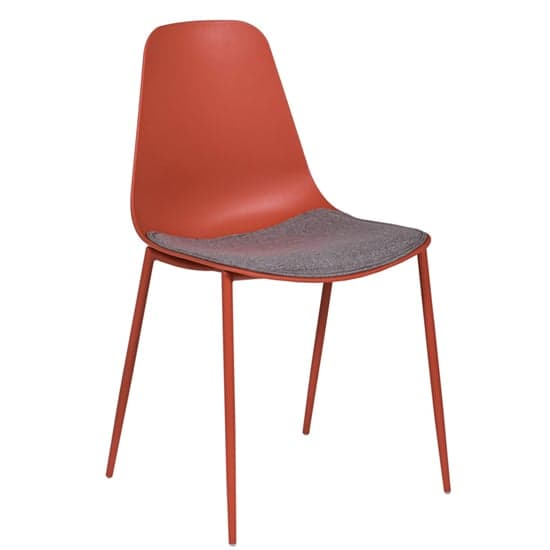 Naxos Rust Metal Dining Chairs With Fabric Seat In Pair_2