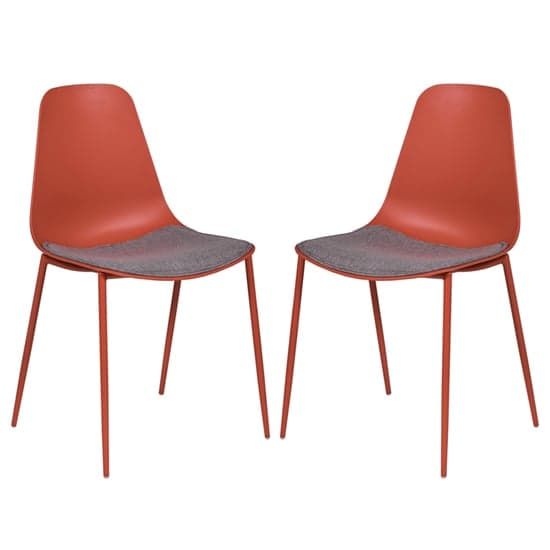 Naxos Rust Metal Dining Chairs With Fabric Seat In Pair_1