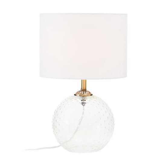Naxos White Fabric Shade Table Lamp With Clear Glass Globe Base_2