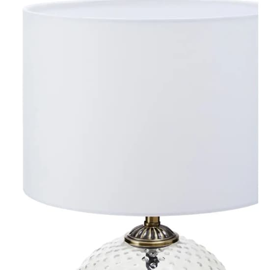 Naxos White Fabric Shade Table Lamp With Clear Glass Globe Base_3