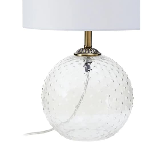 Naxos White Fabric Shade Table Lamp With Clear Glass Globe Base_4