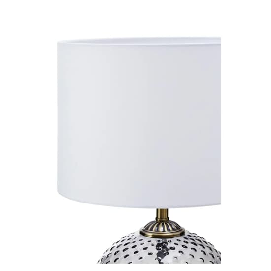 Naxos White Fabric Shade Table Lamp With Grey Glass Globe Base_3