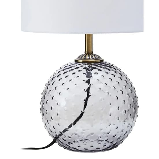 Naxos White Fabric Shade Table Lamp With Grey Glass Globe Base_4