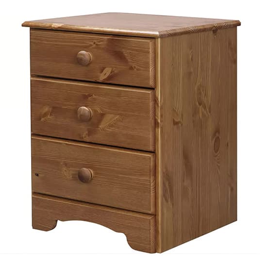 Naxos Wooden Bedside Cabinet 3 Drawers In Cherry_3