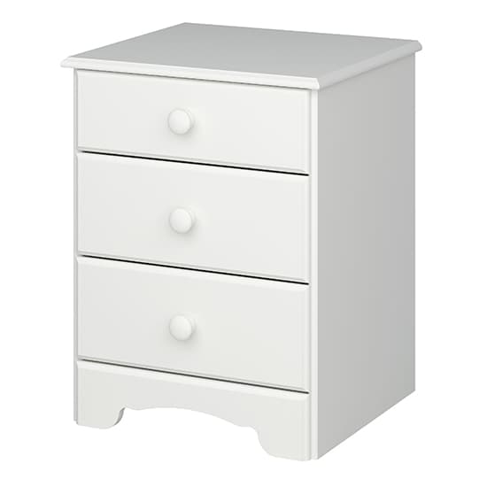 Naxos Wooden Bedside Cabinet 3 Drawers In White_3