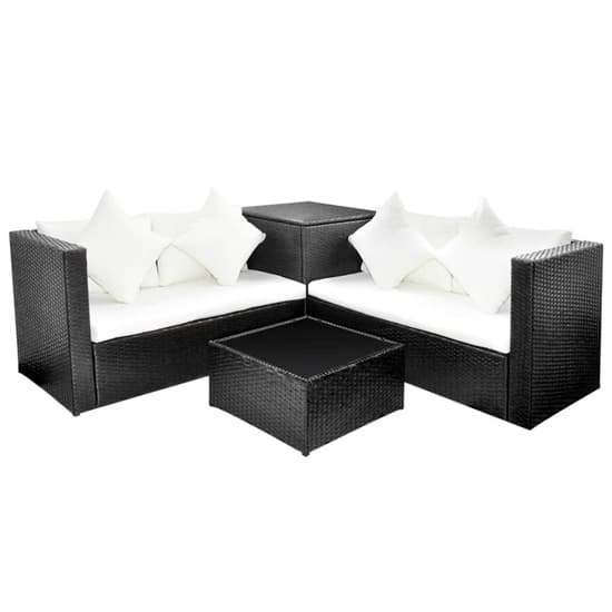 Neath Rattan 4 Piece Garden Lounge Set With Cushions In Black_3