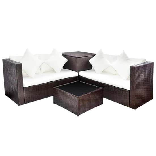 Neath Rattan 4 Piece Garden Lounge Set With Cushions In Brown_3