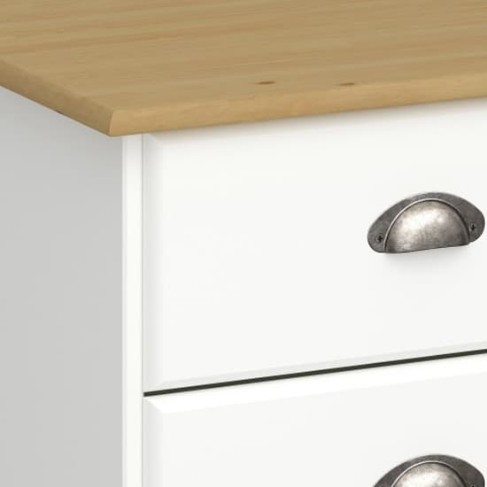 Nebula Narrow Wooden Chest Of 5 Drawers In White And Pine_3