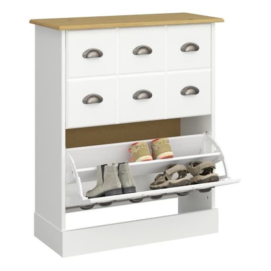 Nebula Wooden Shoe Storage Cabinet In White And Pine_4