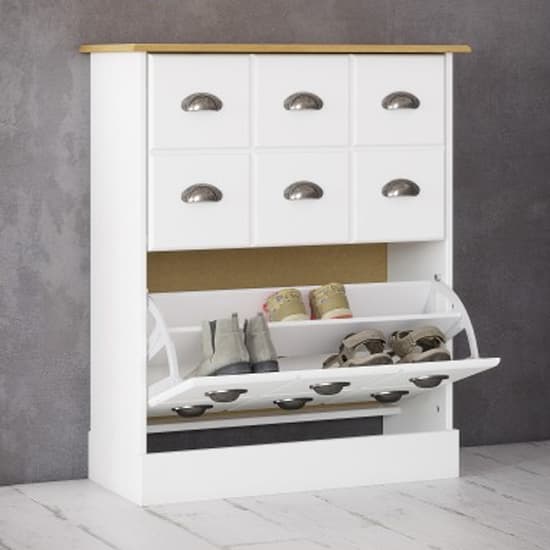 Nebula Wooden Shoe Storage Cabinet In White And Pine_5