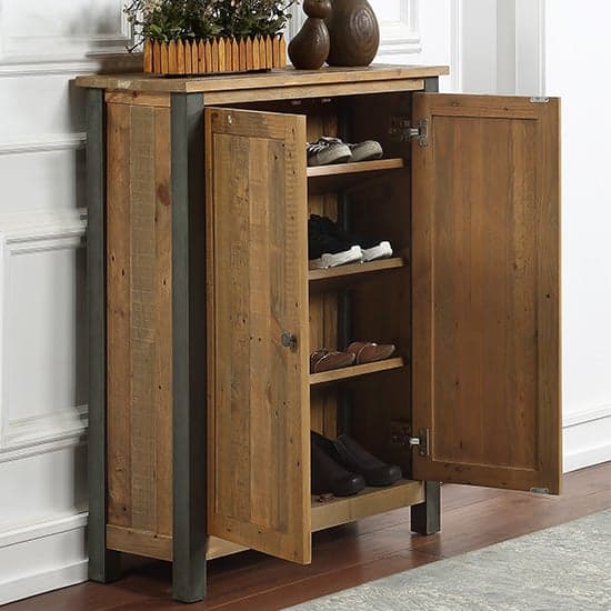 Nebura Large Wooden Shoe Storage Cabinet In Reclaimed Wood_2