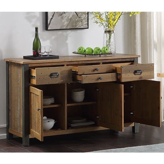 Nebura Sideboard In Reclaimed Wood With 3 Doors And 4 Drawers_2