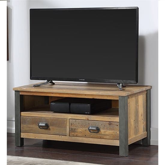 Nebura Wooden Widescreen 2 Drawers TV Stand In Reclaimed Wood_1