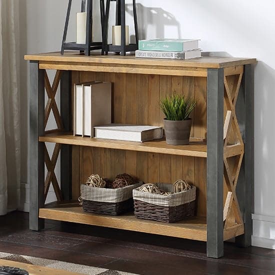 Nebura Wooden Low Bookcase In Reclaimed Wood_1