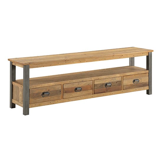 Nebura Wooden TV Stand In Reclaimed Wood With 4 Drawers_3