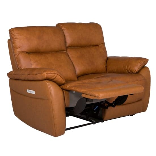 Neci Leather Electric Recliner 2 Seater Sofa In Tan_2