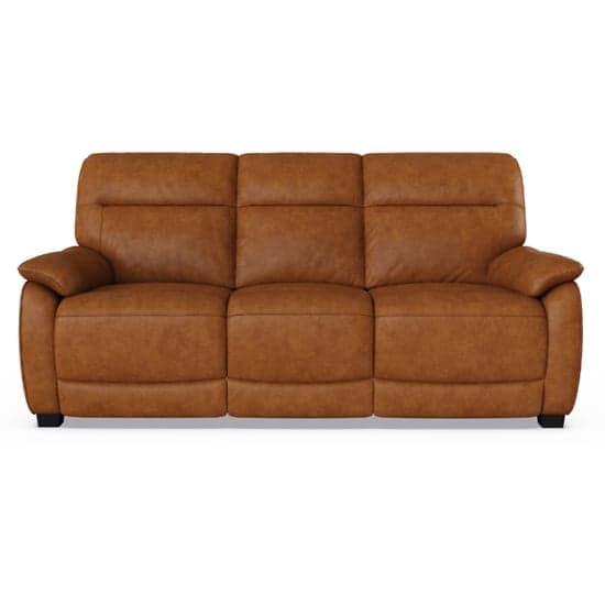 Neci Leather Fixed 3 Seater Sofa In Tan_2