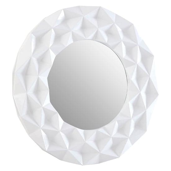 Necro Round High Gloss 3D Wall Bedroom Mirror In White Frame_2