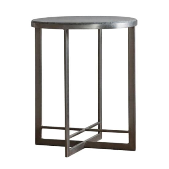 Nectar Round Grey Marble Side Table With Silver Metal Frame_2