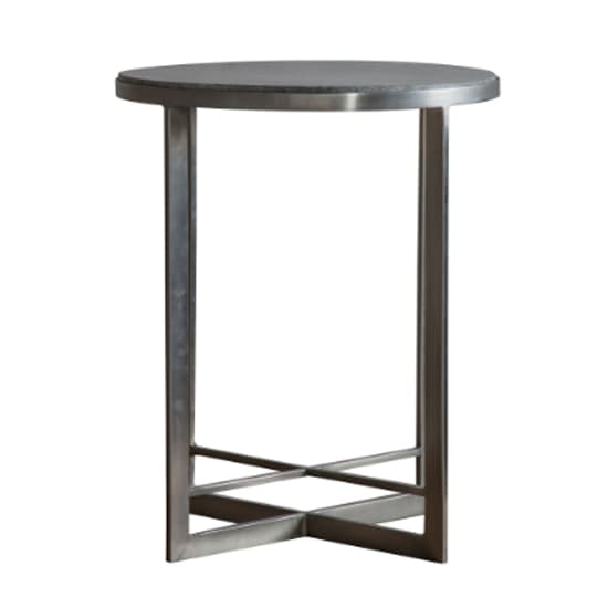 Nectar Round Grey Marble Side Table With Silver Metal Frame_3