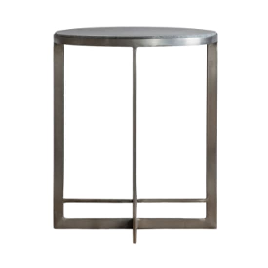 Nectar Round Grey Marble Side Table With Silver Metal Frame_4