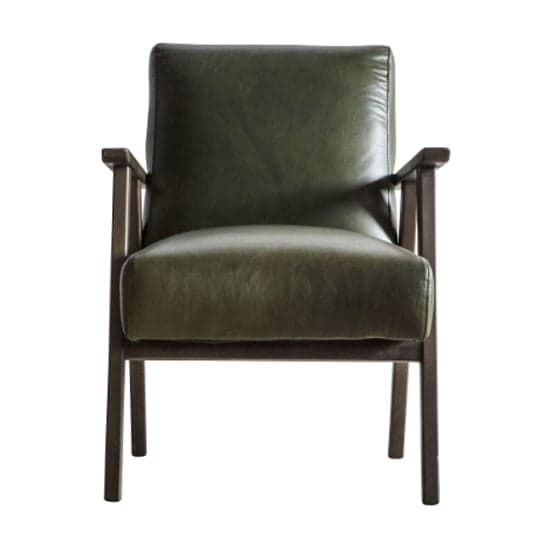 Neelan Leather Armchair With Wooden Frame In Heritage Green_2