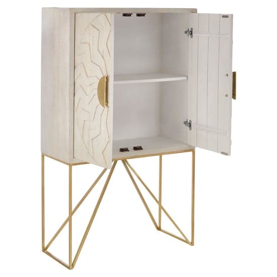 Nekkar Wooden Storage Cabinet In Whitewash And Antique Brass_3