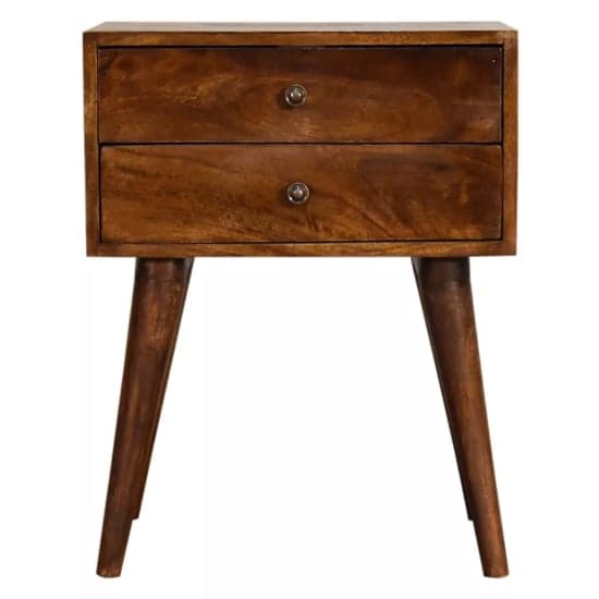 Neligh Wooden Bedside Cabinet In Chestnut With 2 Drawers_2