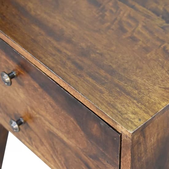 Neligh Wooden Bedside Cabinet In Chestnut With 2 Drawers_4