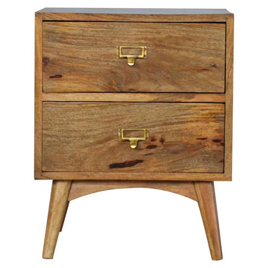 Neligh Bedside In Oak Ish With Brass Metal Handles Furniture