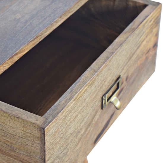 Neligh Bedside In Oak Ish With Brass Metal Handles Furniture