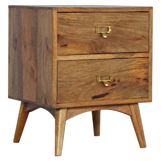Neligh Bedside Cabinet In Oak Ish With Brass Metal Handles_1
