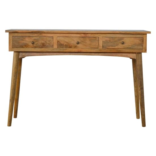 Neligh Wooden Console Table In Natural Oak Ish With 3 Drawers_2