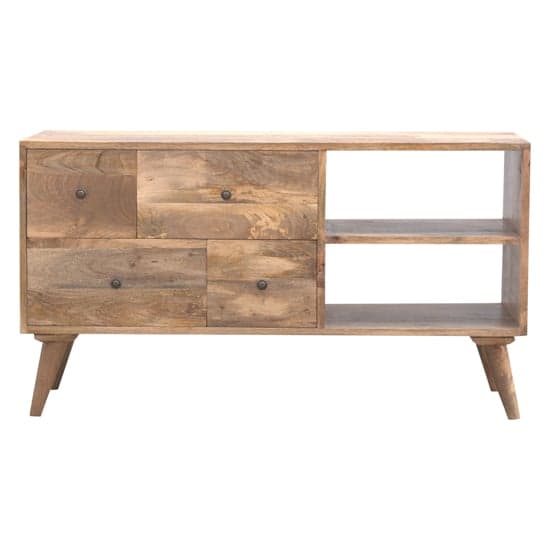 Neligh Wooden TV Stand In Natural Oak Ish With 2 Shelves_2