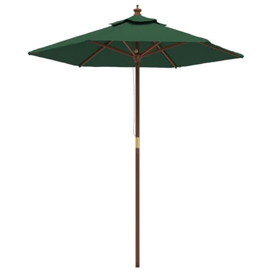 Nella Fabric Garden Parasol In Green With Wooden Pole_2