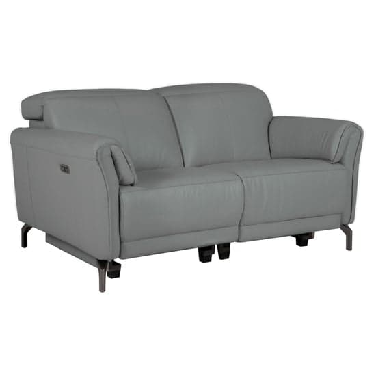 Nellie Leather Electric Recliner 2 Seater Sofa In Steel_1