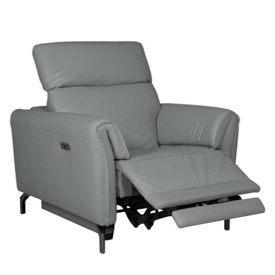 Nellie Leather Electric Recliner Armchair In Steel_2