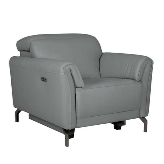 Nellie Leather Electric Recliner Armchair In Steel_1