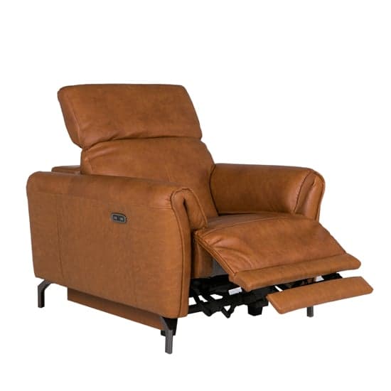 Nellie Leather Electric Recliner Armchair In Tan_2