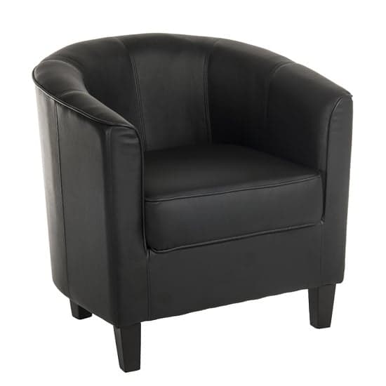 Neon Tub Chair In Black Faux Leather With Wooden Feet_1