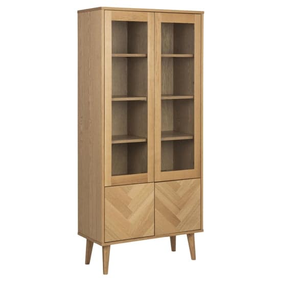 Nephi Wooden Display Cabinet With 4 Doors In Oak_2