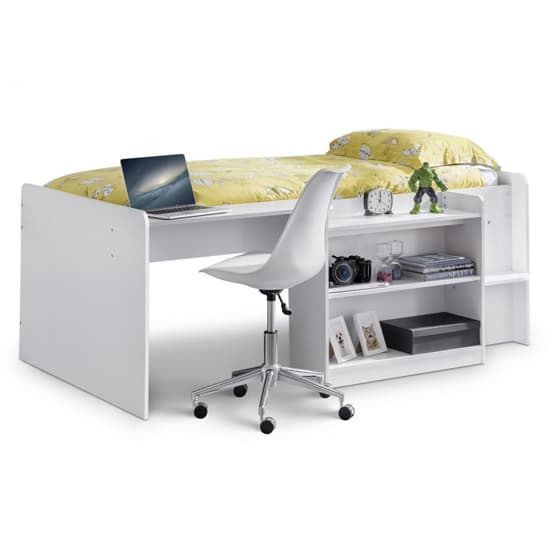 Nabila Midsleeper Bunk Bed With Computer Desk In White Furniture in