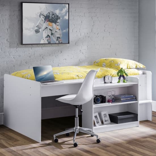Nabila Midsleeper Bunk Bed With Computer Desk In White Furniture in